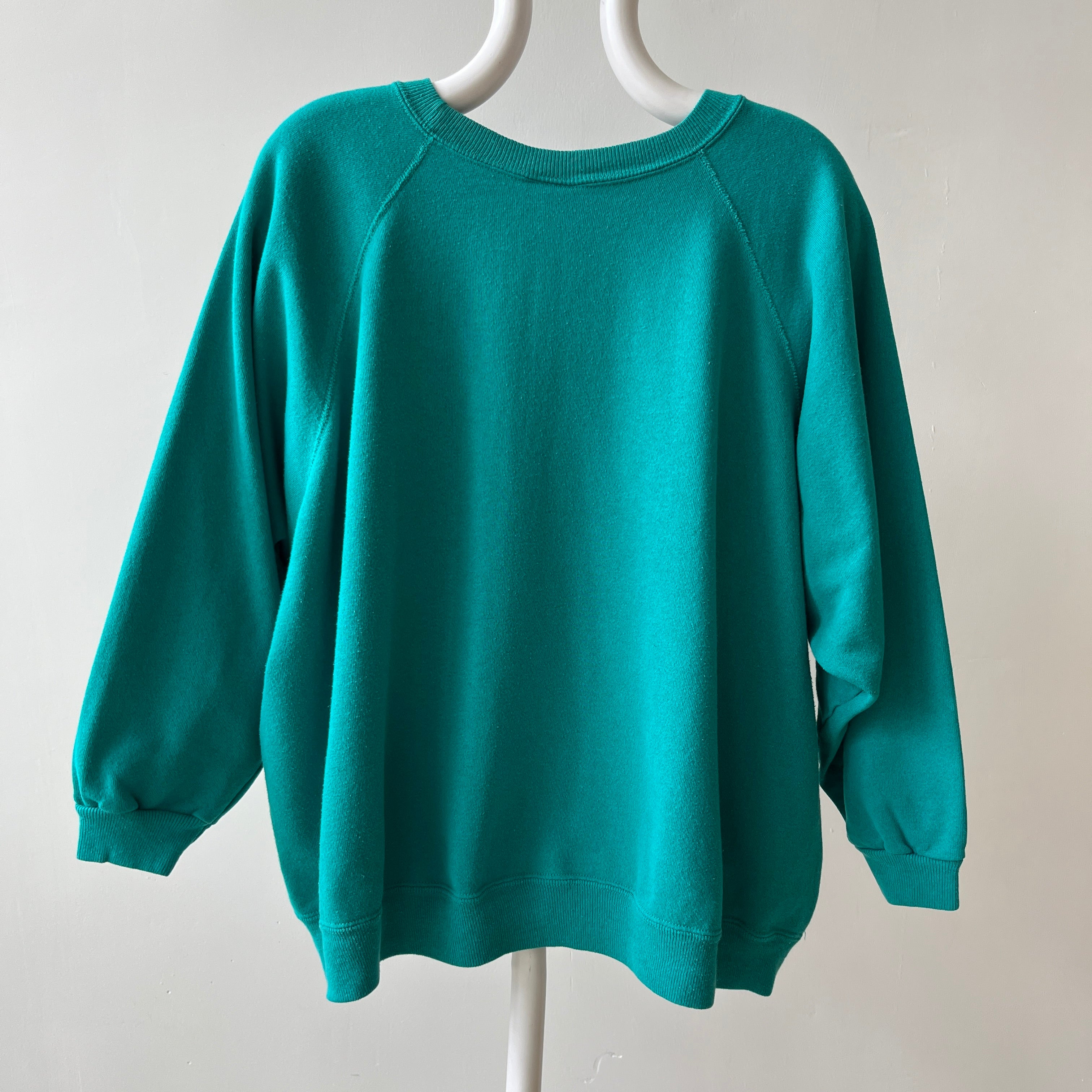 1990s Hand Embroidered Flowers Sweatshirt with Cool Bleach Staining