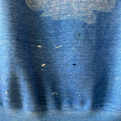 1970s Faded Graphic Sweatshirt - Chimpanzee/Monkey with a Broom? Pop Culture
