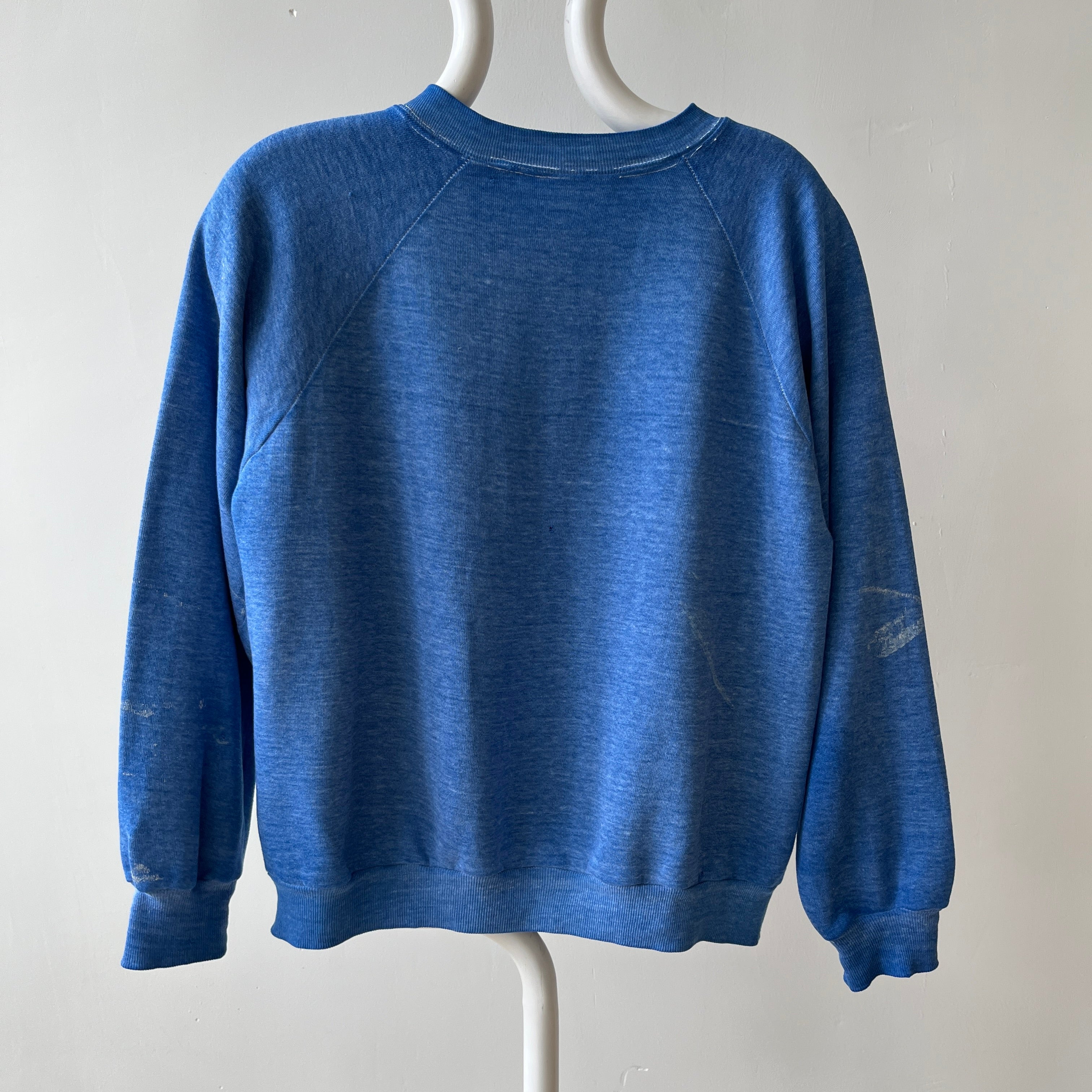 1970s Faded Graphic Sweatshirt - Chimpanzee/Monkey with a Broom? Pop Culture