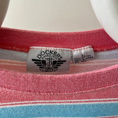 1980s Striped Pocket T-Shirt Cut Like a Sweatshirt