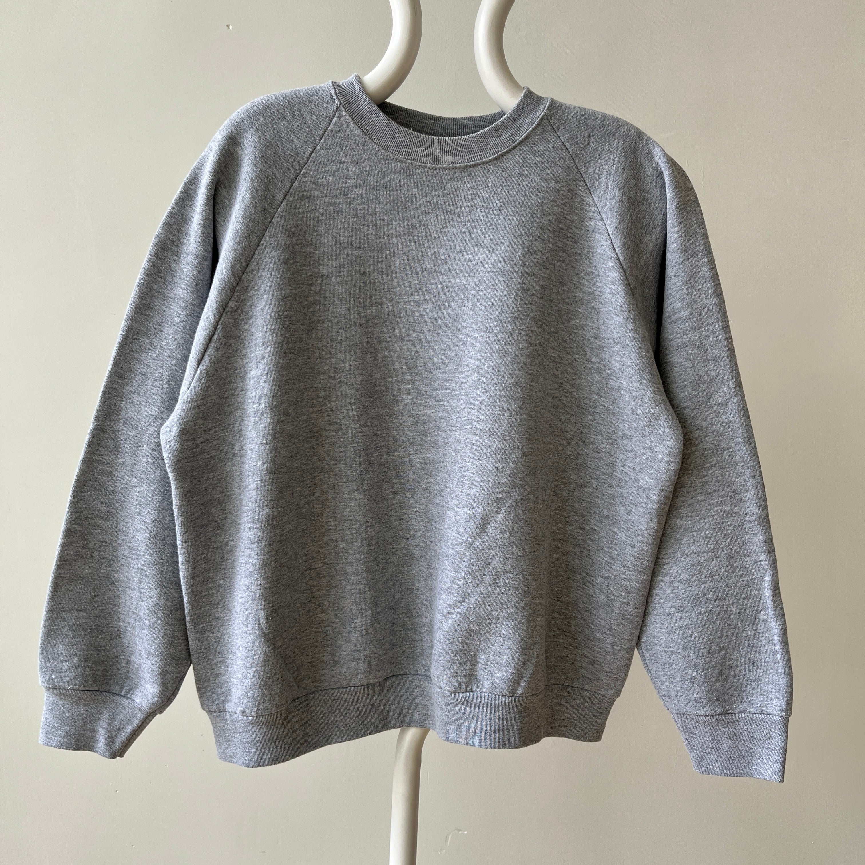 1990s Blank Grey Raglan Sweatshirt - !!!!!!!