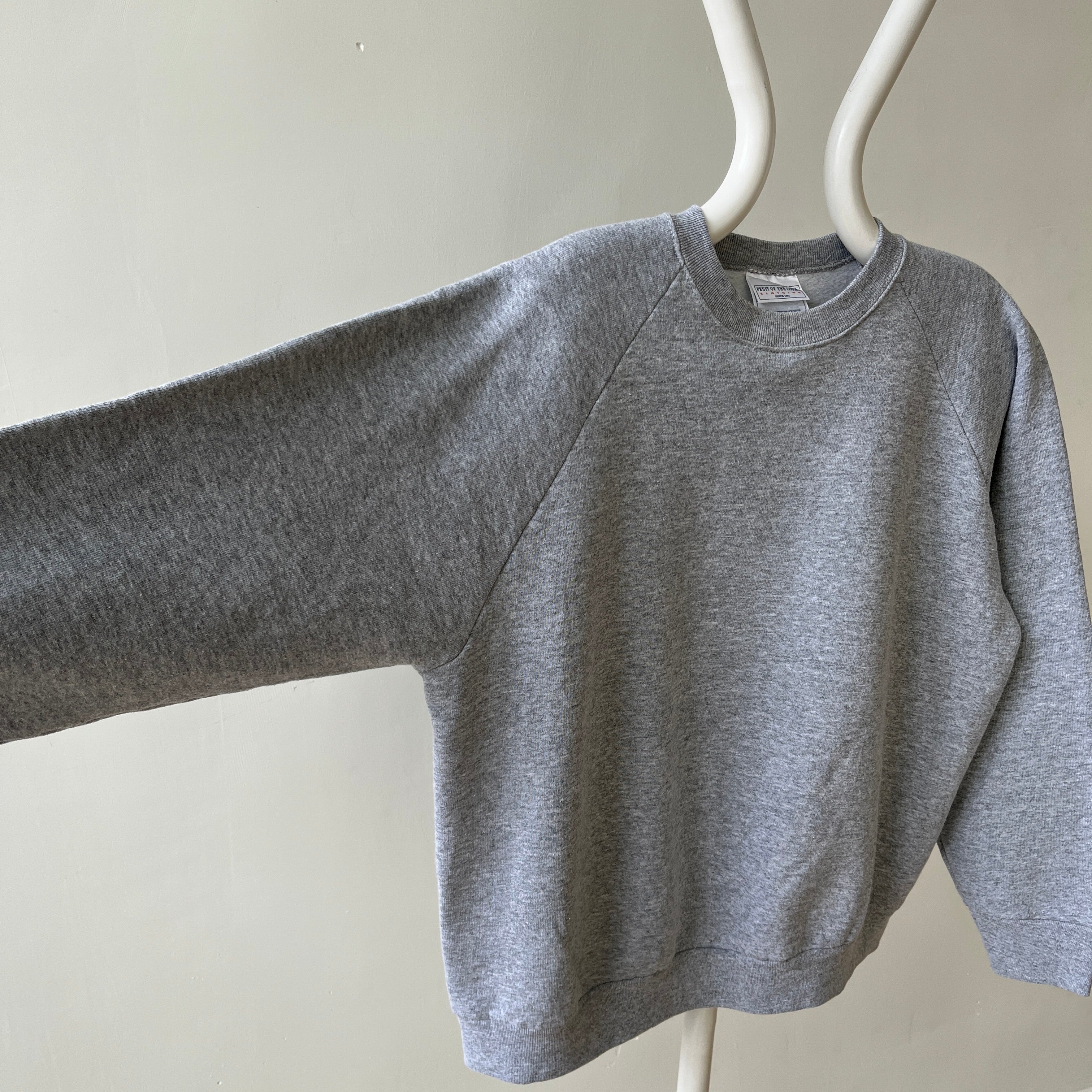 1990s Blank Grey Raglan Sweatshirt - !!!!!!!