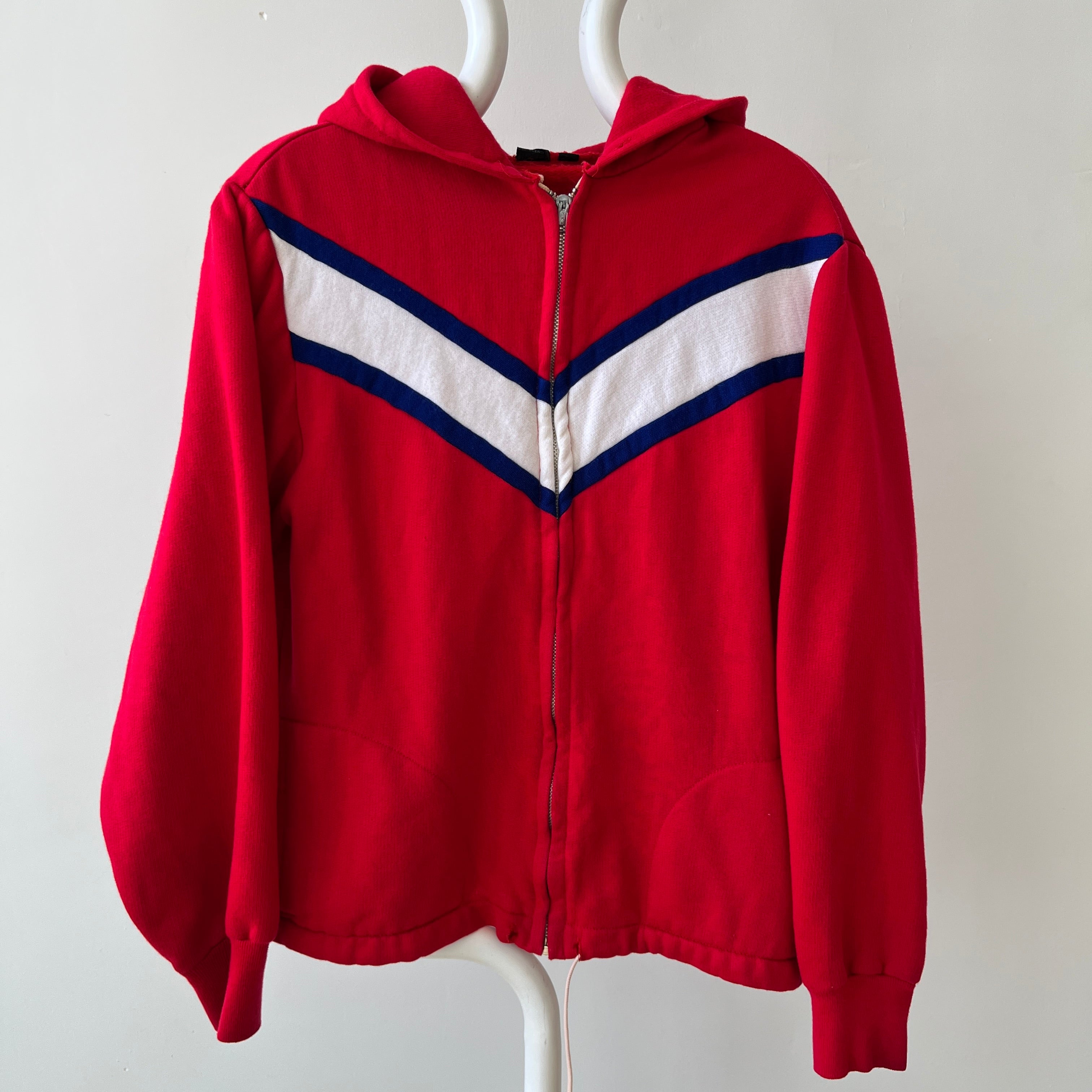 1970s Red Zip Up Hoodie