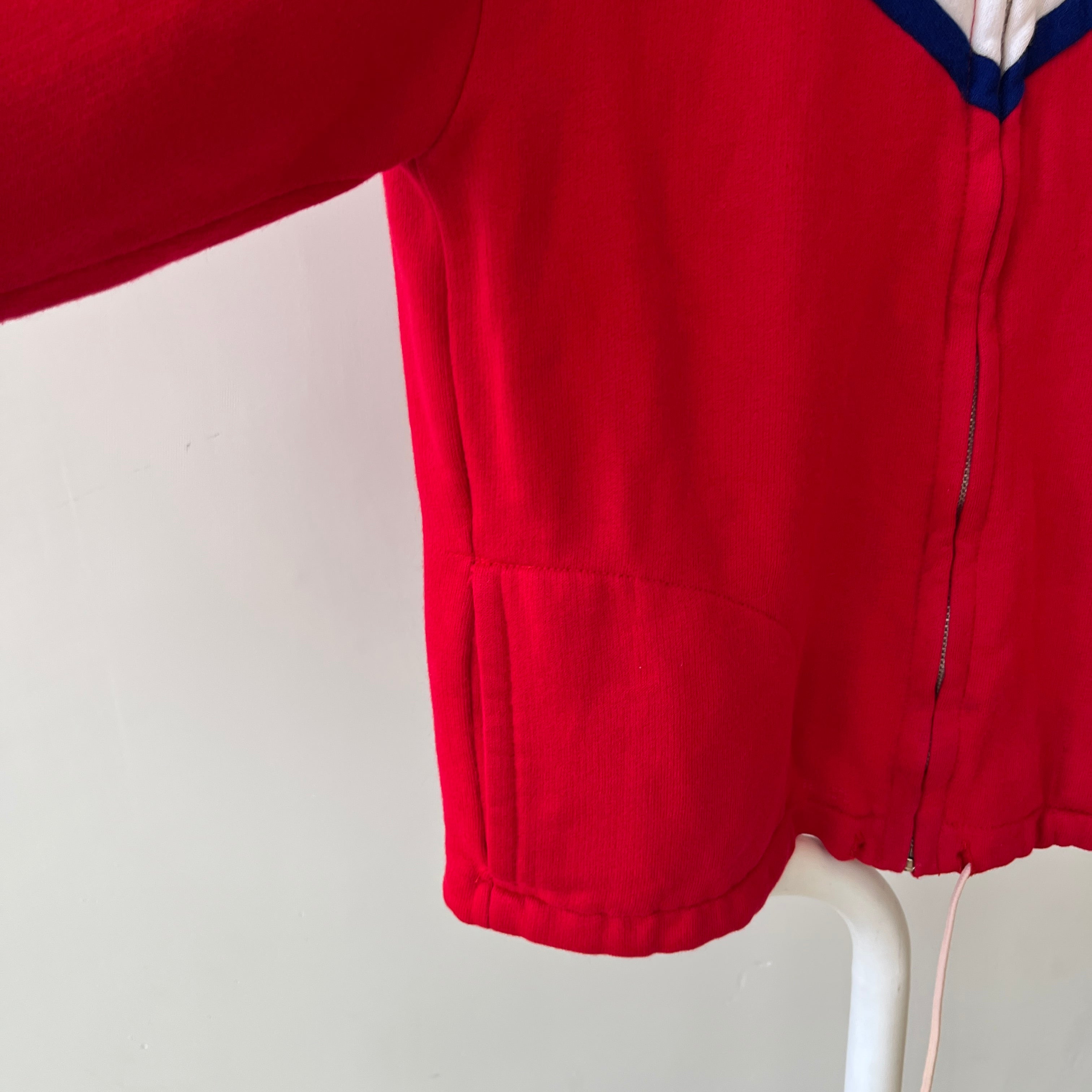 1970s Red Zip Up Hoodie