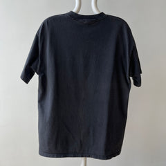 1990s Faded Black Embroidered Wolf T-Shirt