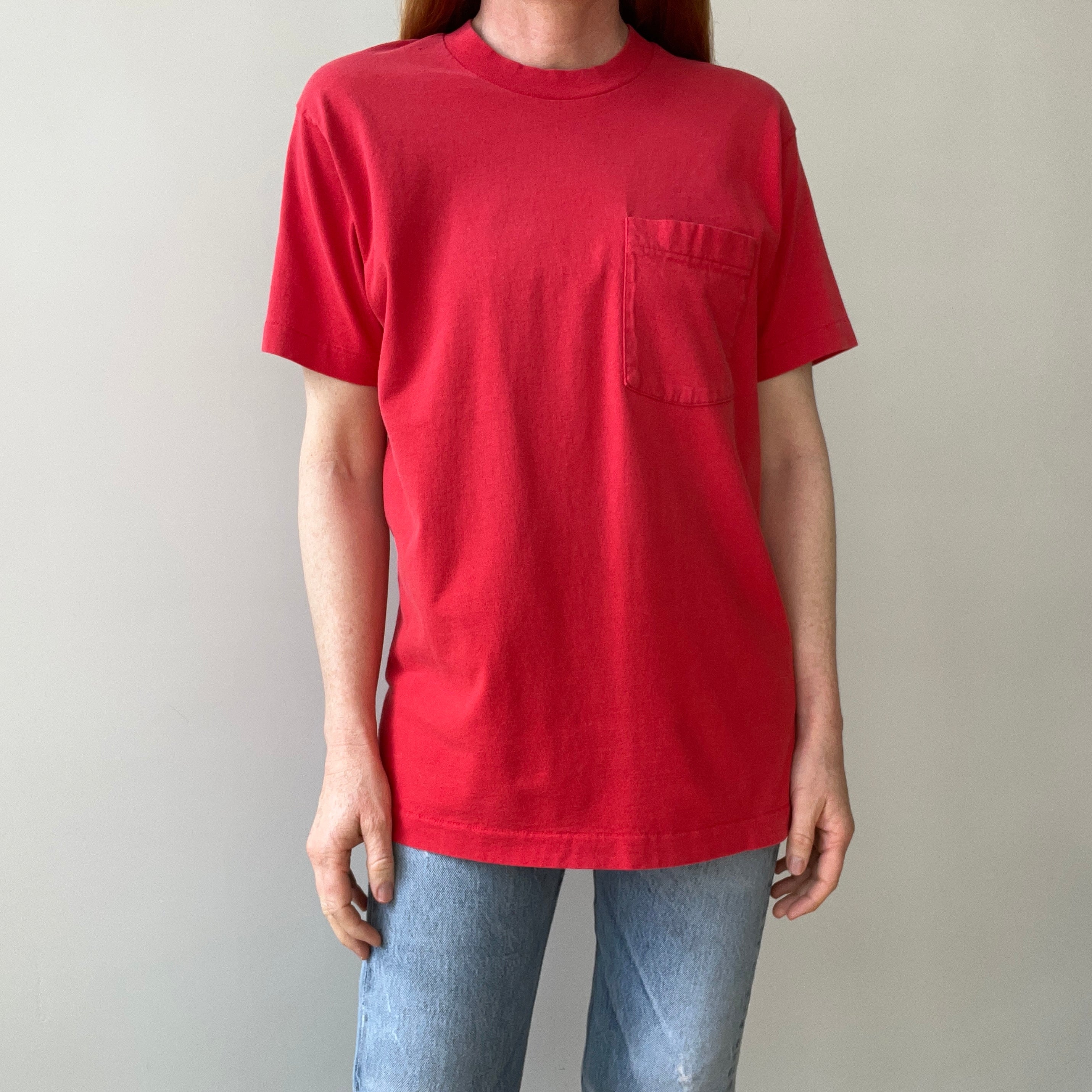 1980s Blank Red Pocket T
