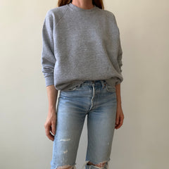 1990s Blank Grey Raglan Sweatshirt - !!!!!!!