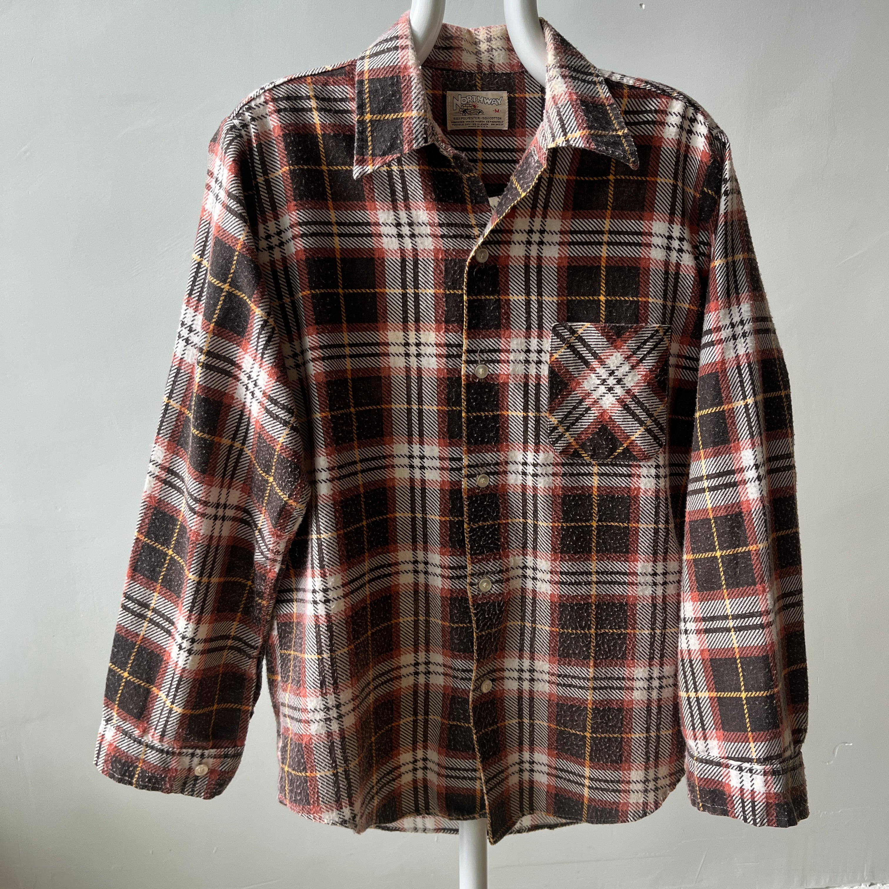 1970s Northway Single Sided Soft and Slouchy Lightweight Brown Flannel