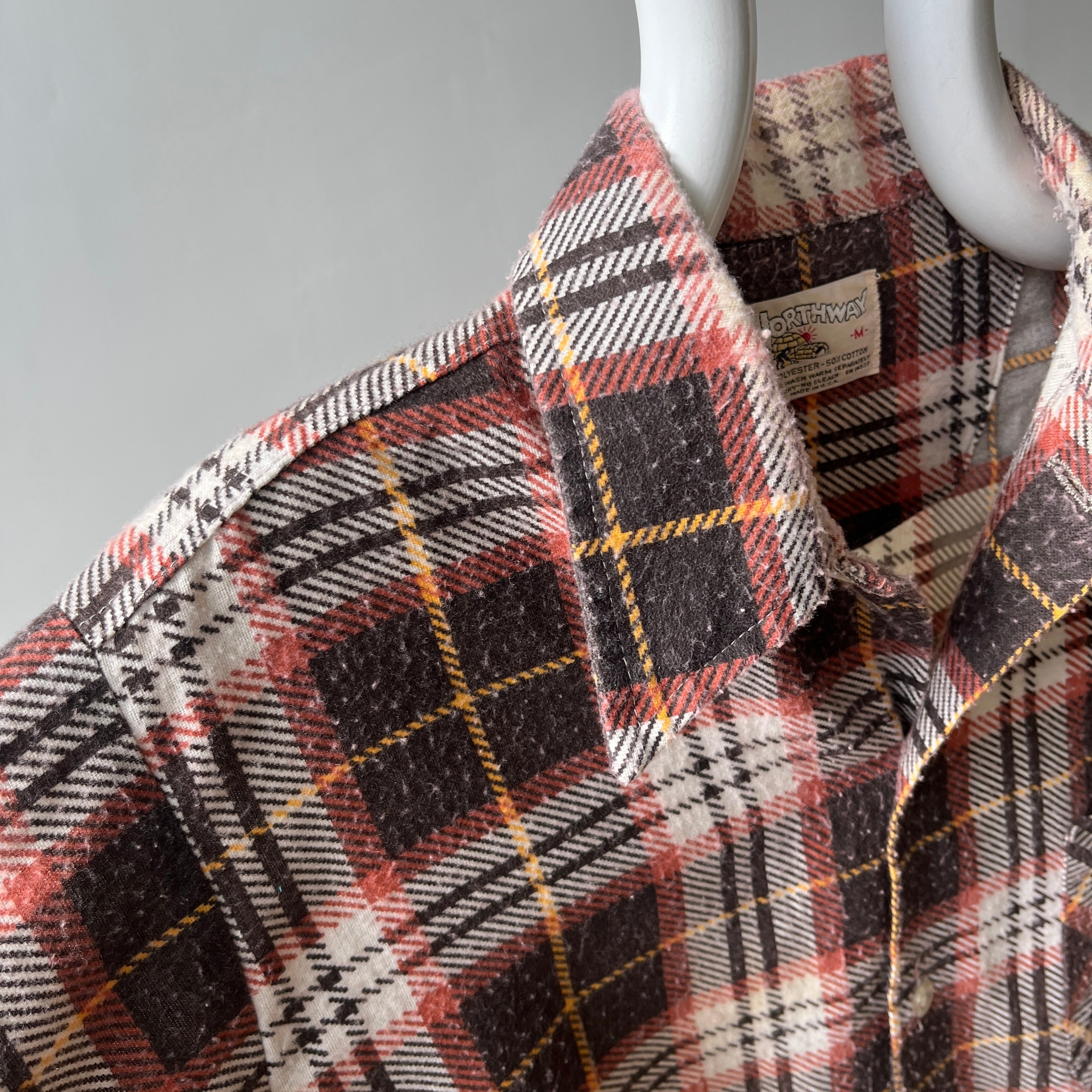 1970s Northway Single Sided Soft and Slouchy Lightweight Brown Flannel