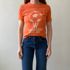 1980s Soccer Camp T-Shirt - Perfect Thinned Out Smaller 50/50