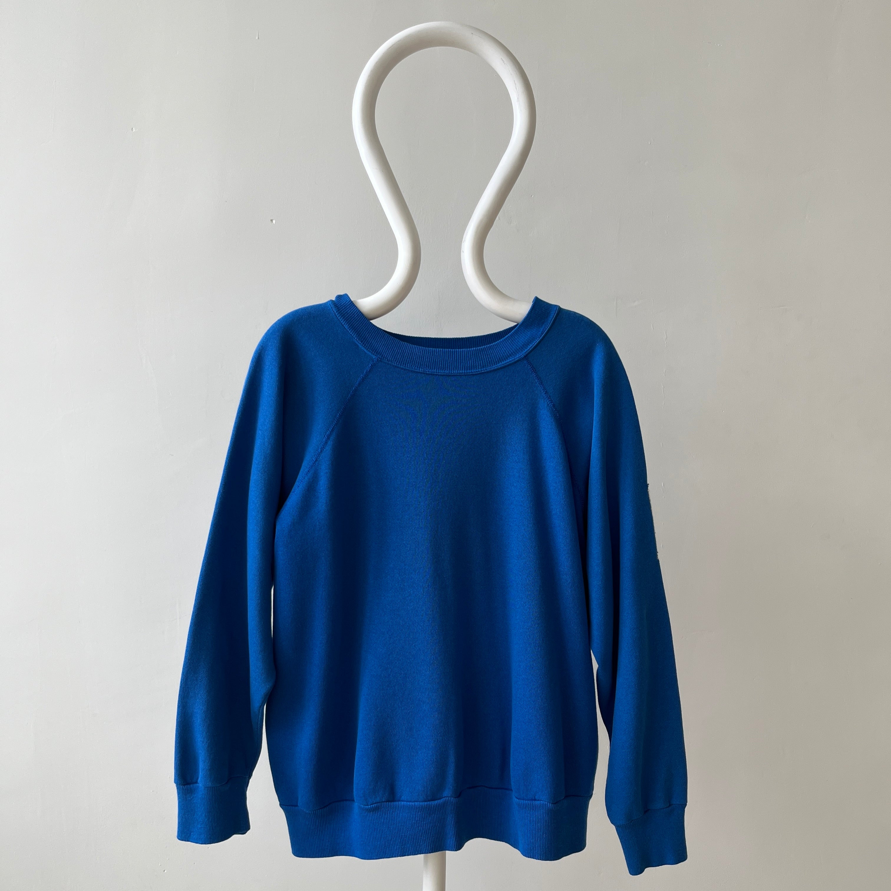 1990s Blank Blue Repaired Sweatshirt