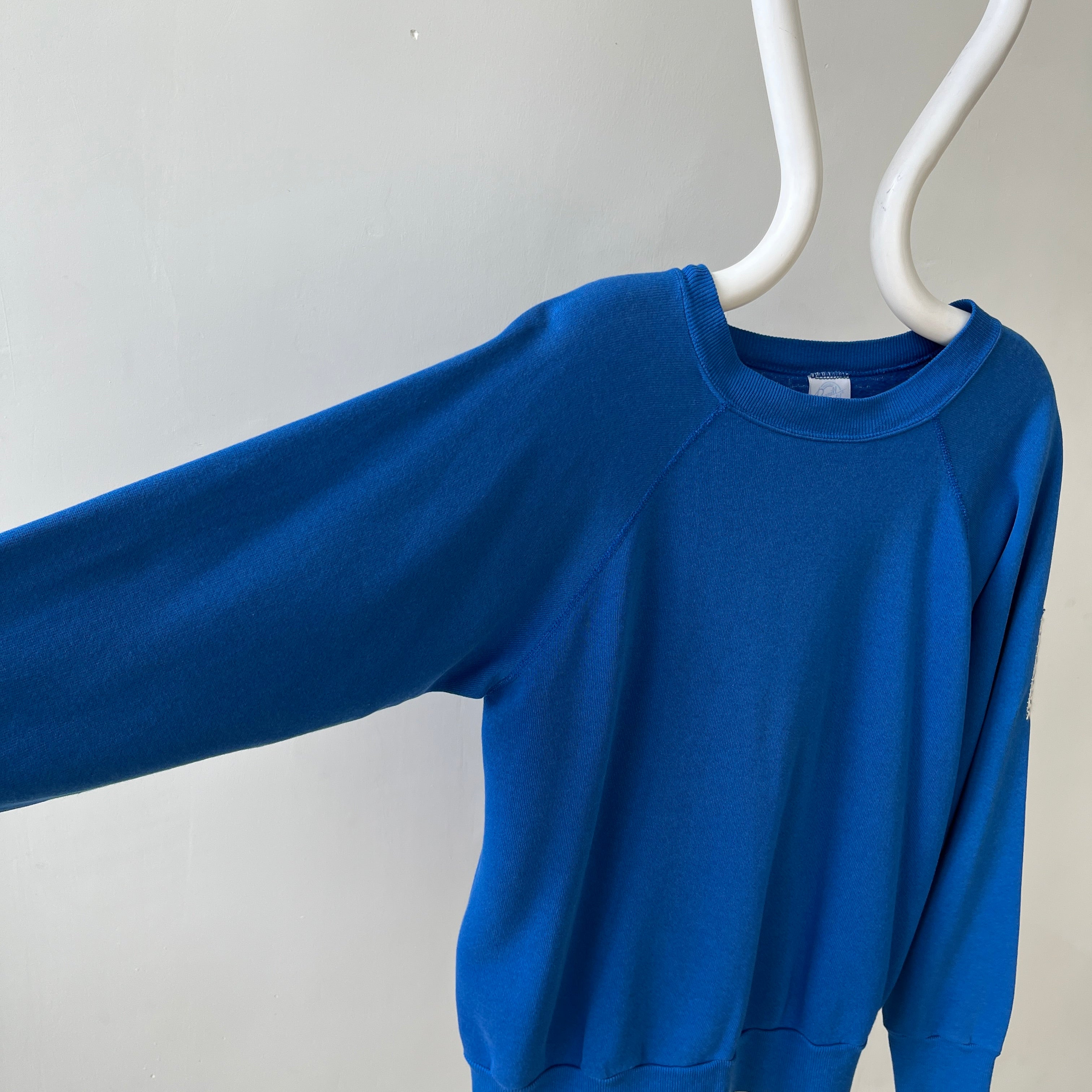 1990s Blank Blue Repaired Sweatshirt