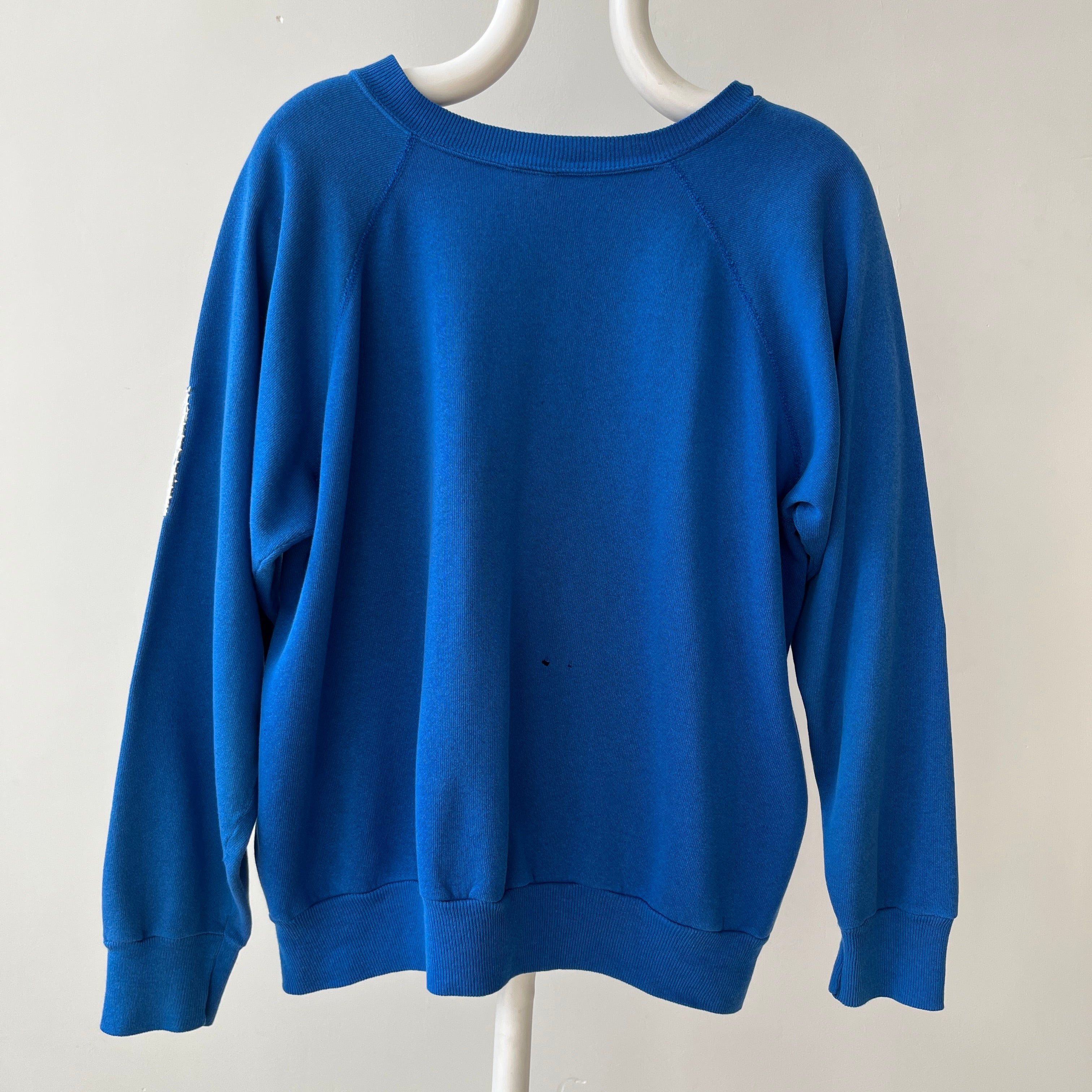 1990s Blank Blue Repaired Sweatshirt