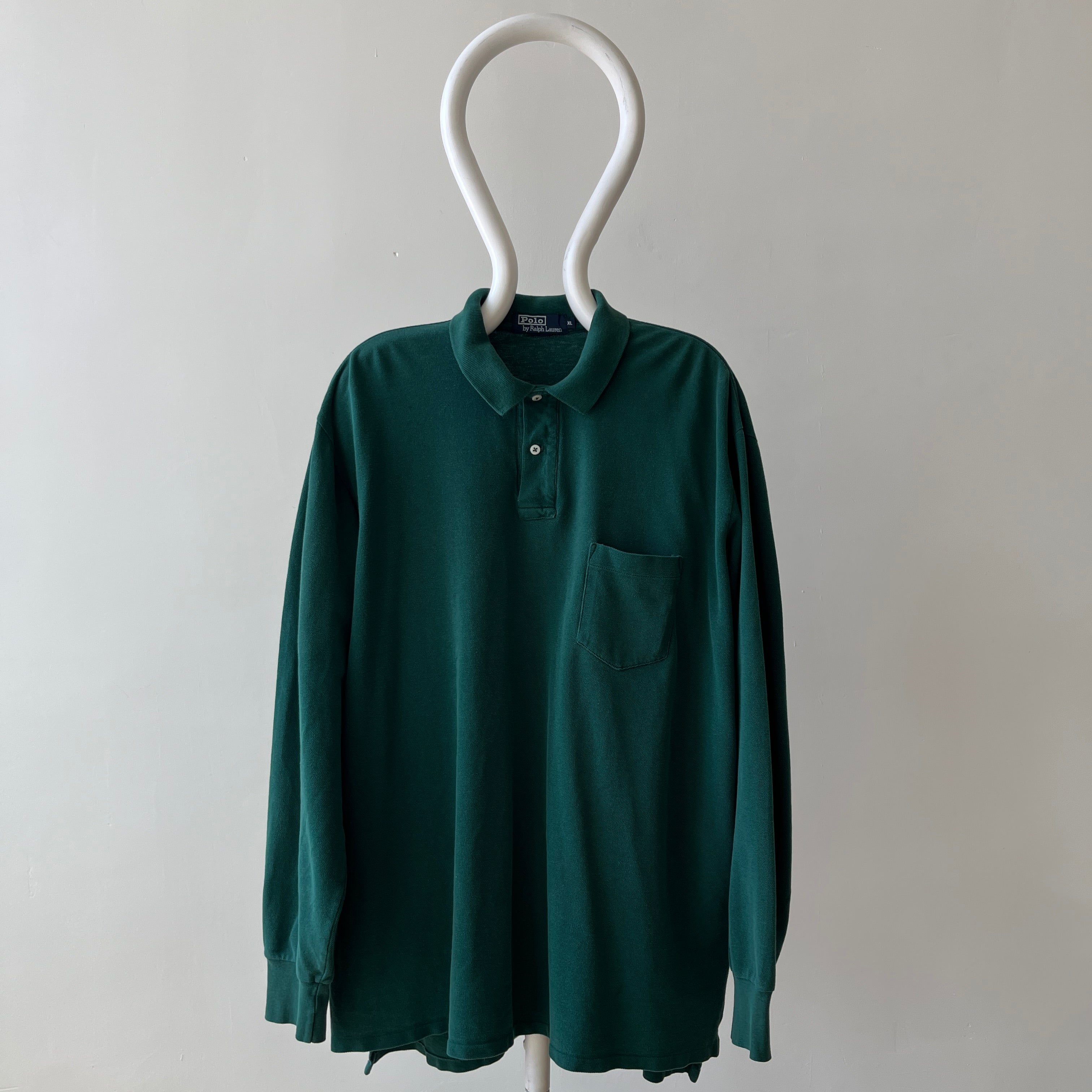 1990's Forest Green Long Sleeve Polo