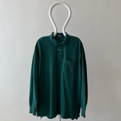 1990's Forest Green Long Sleeve Polo