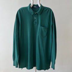 1990's Forest Green Long Sleeve Polo