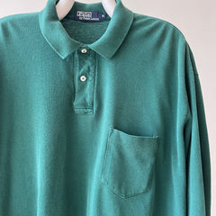 1990's Forest Green Long Sleeve Polo