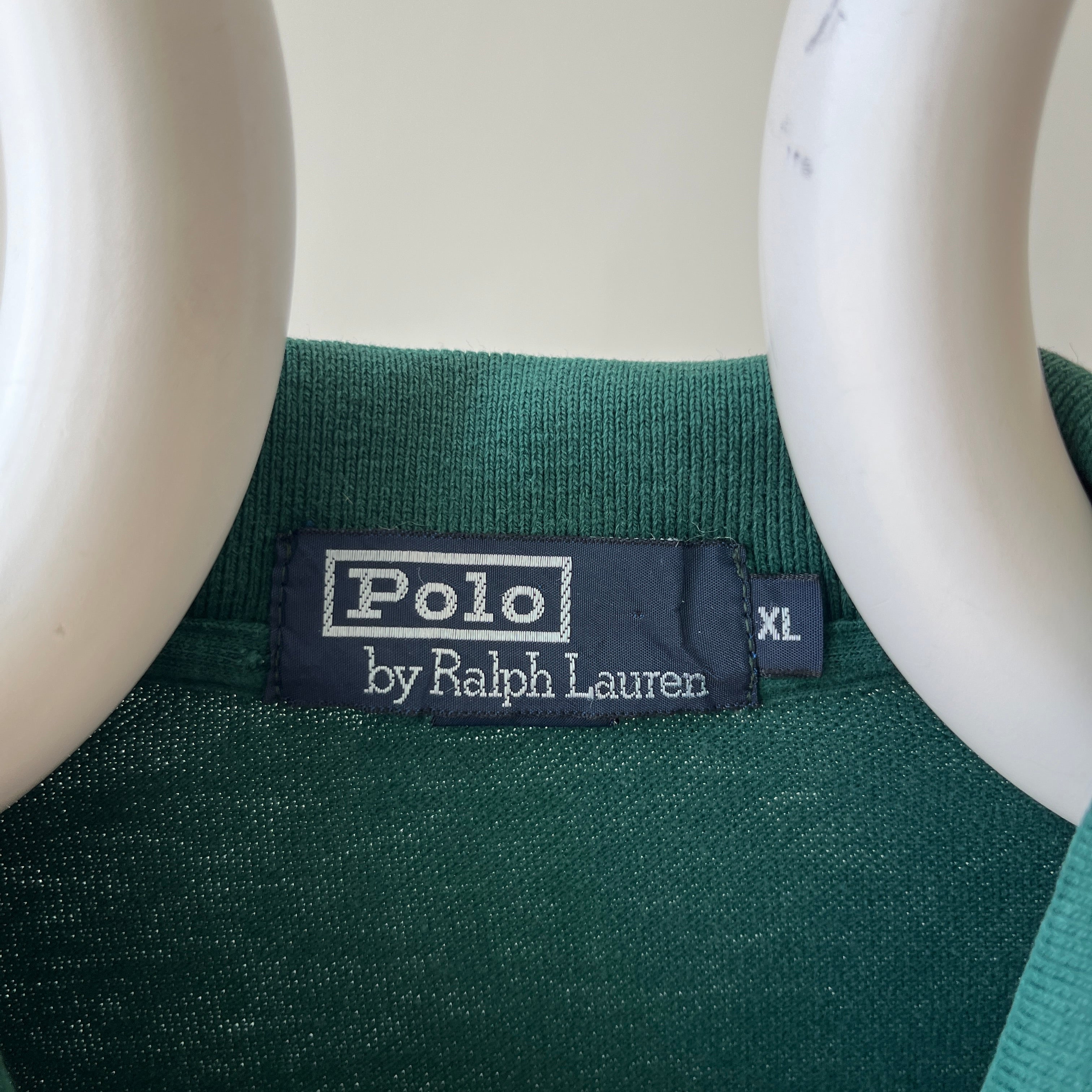 1990's Forest Green Long Sleeve Polo