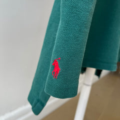 1990's Forest Green Long Sleeve Polo