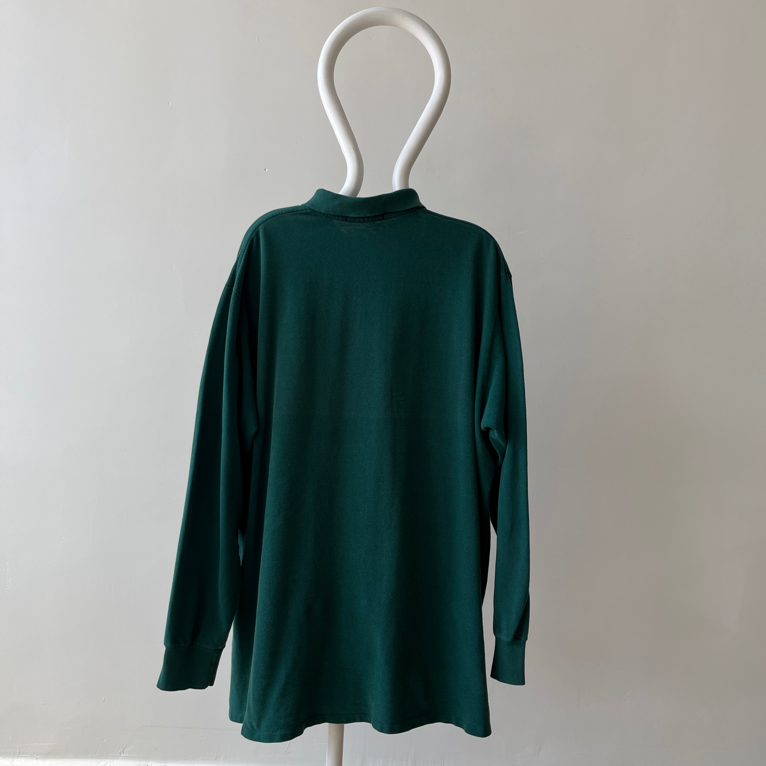 1990's Forest Green Long Sleeve Polo