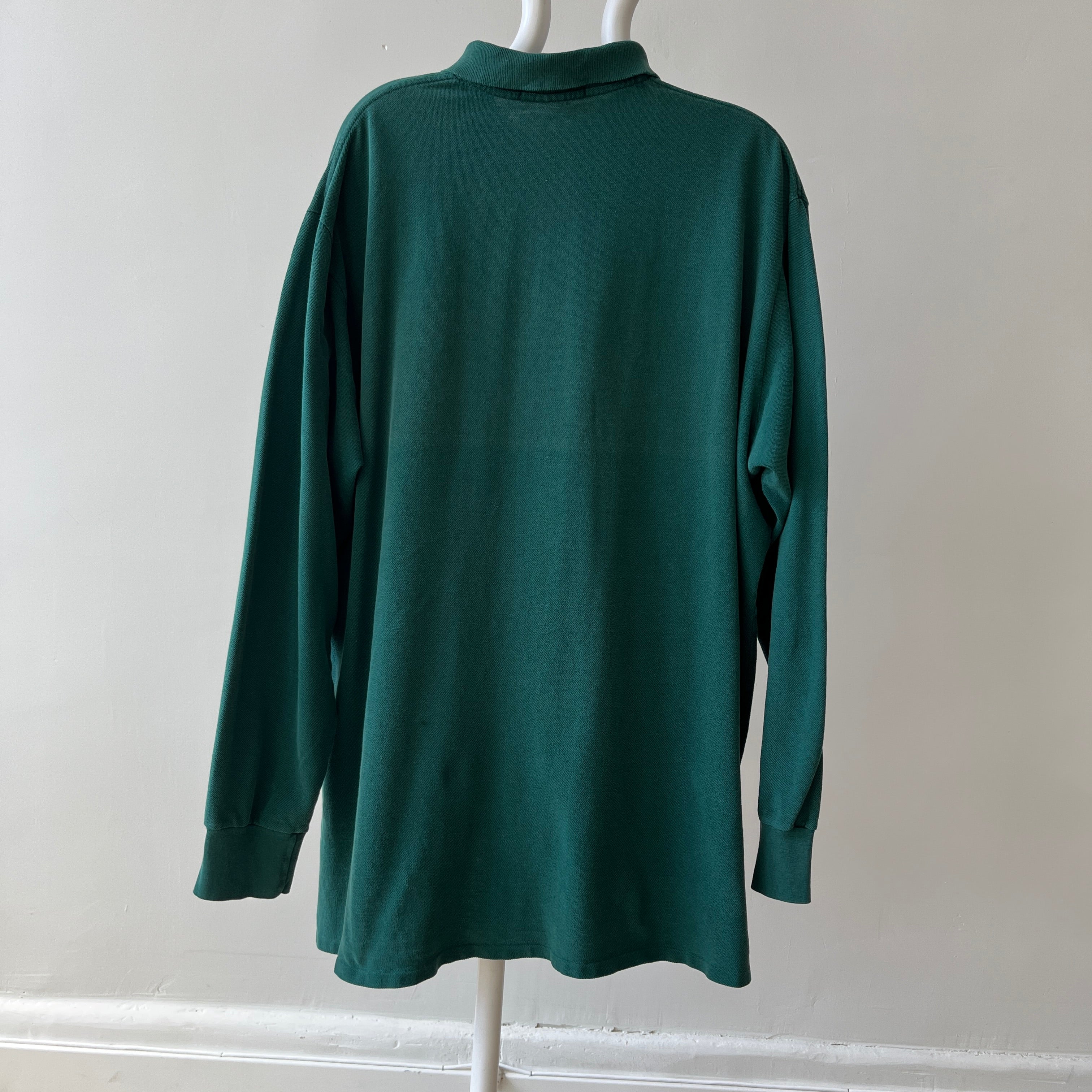 1990's Forest Green Long Sleeve Polo