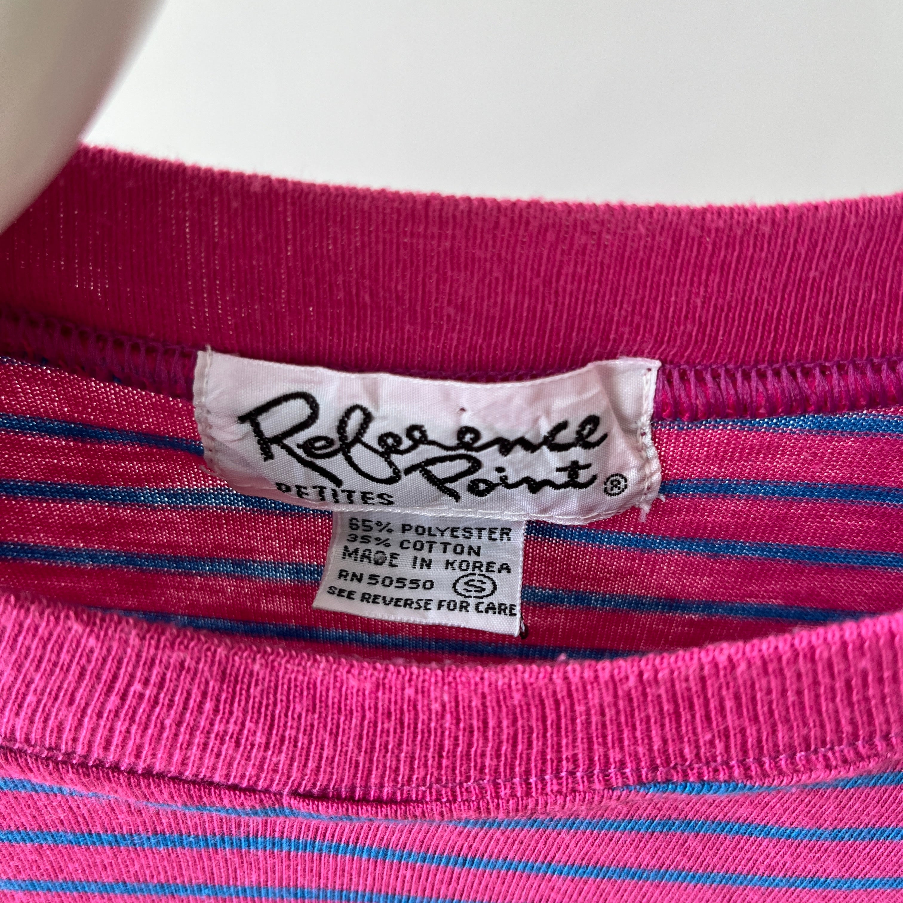 1990's Pink and Blue Striped T-Shirt