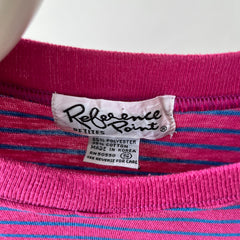 1990's Pink and Blue Striped T-Shirt
