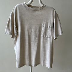 1990's Eggshell White Blank Pocket T-Shirt - OLLLLLD Banana Republic