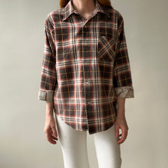 1970s Northway Single Sided Soft and Slouchy Lightweight Brown Flannel