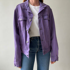 1990s Calvin Klein Soft and Slouchy Over-dyed Lilac Purple Denim Jean Jacket