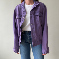 1990s Calvin Klein Soft and Slouchy Over-dyed Lilac Purple Denim Jean Jacket