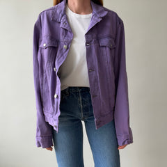1990s Calvin Klein Soft and Slouchy Over-dyed Lilac Purple Denim Jean Jacket