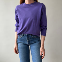 1980s Faded Long Sleeve Purple 50/50 Single Stitch T-Shirt by Sunbelt