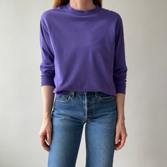 1980s Faded Long Sleeve Purple 50/50 Single Stitch T-Shirt by Sunbelt