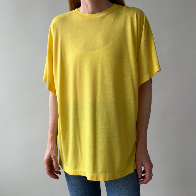 1980s Ultra Thin Larger Blank Yellow T-Shirt - Silky Soft