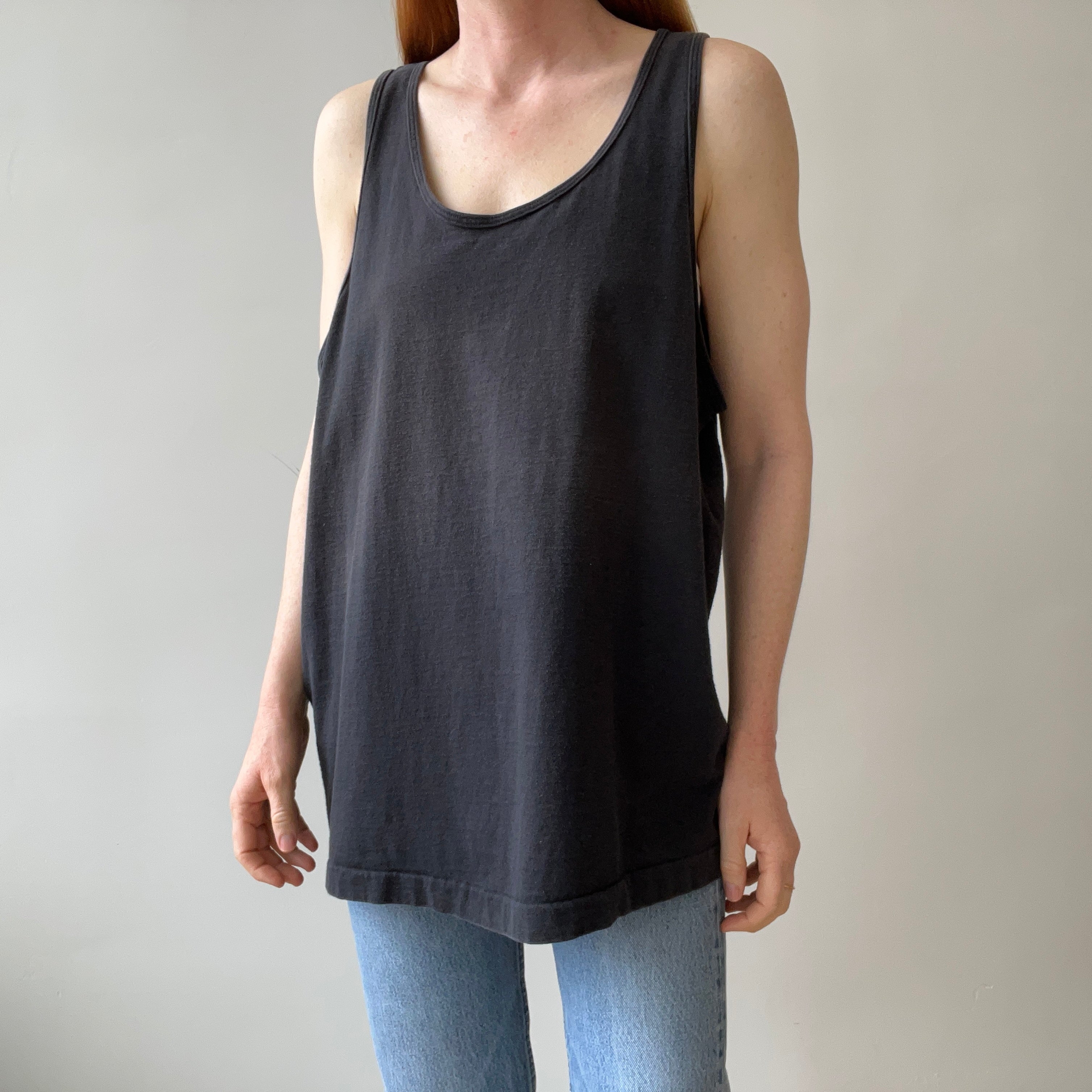 1990s Blank Black Tank Top