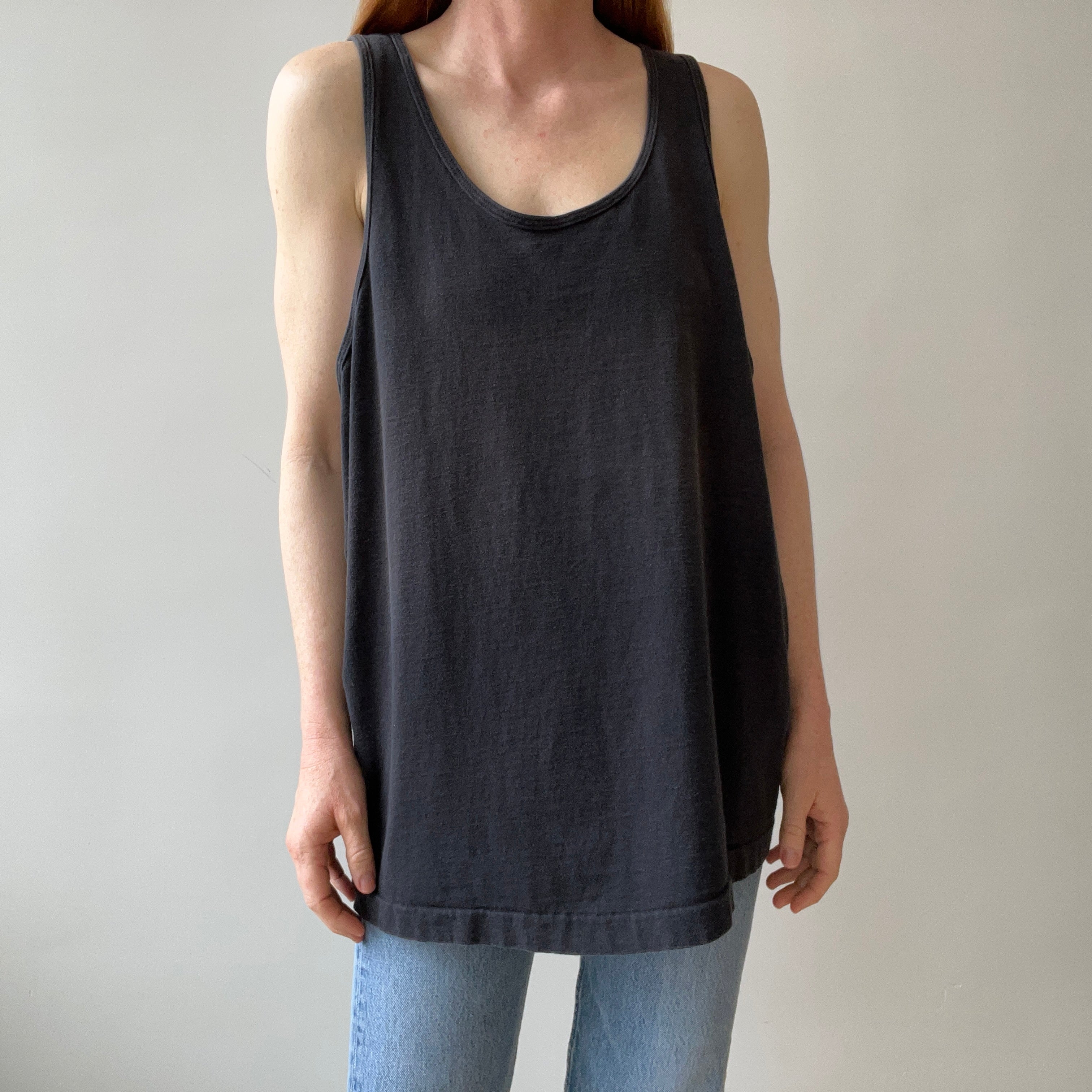 1990s Blank Black Tank Top