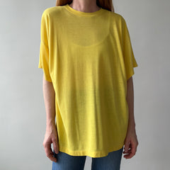 1980s Ultra Thin Larger Blank Yellow T-Shirt - Silky Soft