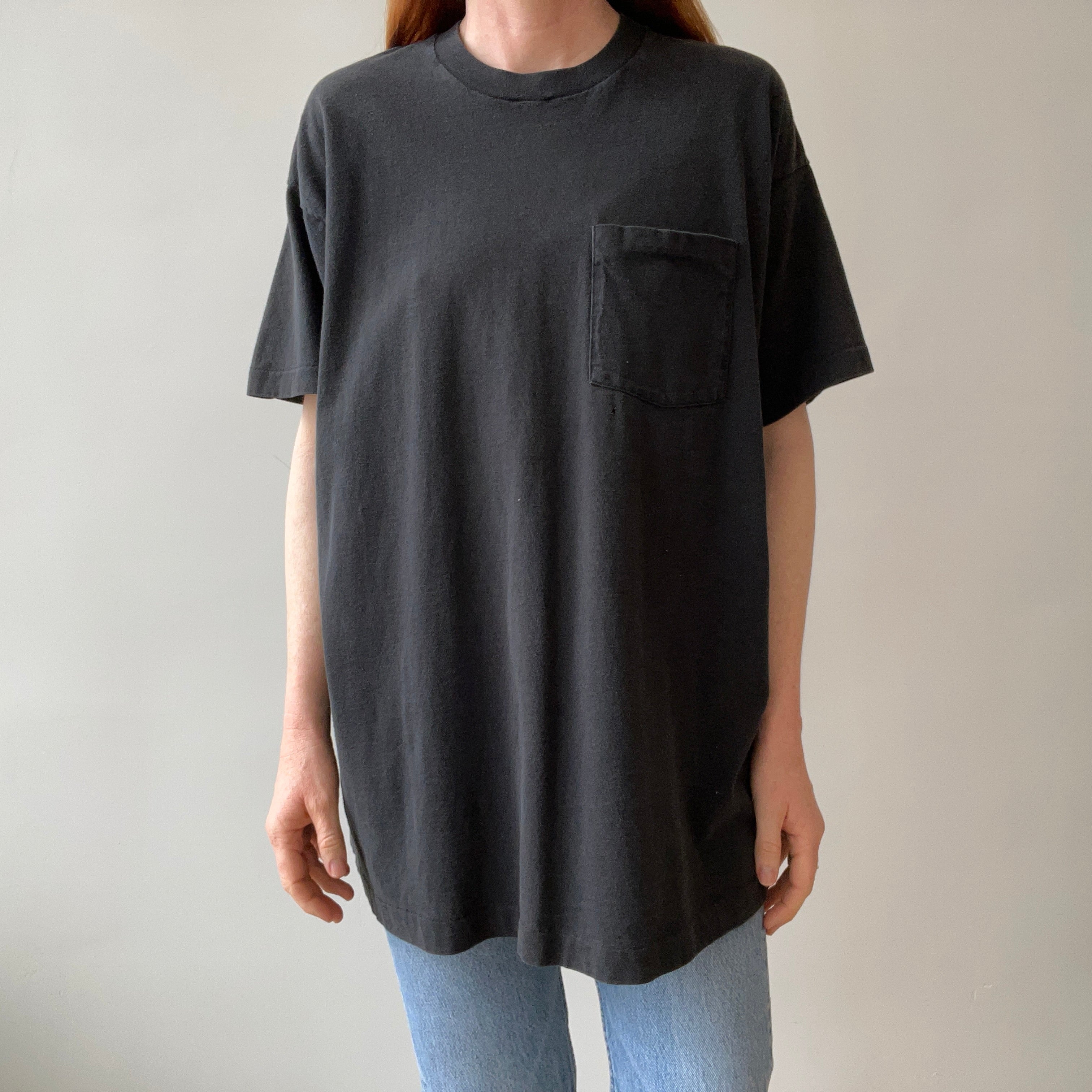 1990s Blank Black Pocket T-Shirt