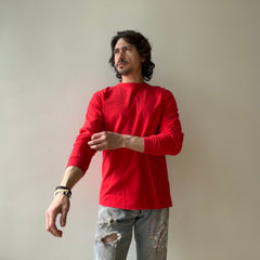 1980s Blank Red Cotton Hanes Long Sleeve T-Shirt