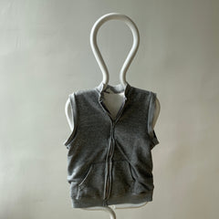 1980s Gray Insulated Sweatshirt Vest - Zip Up
