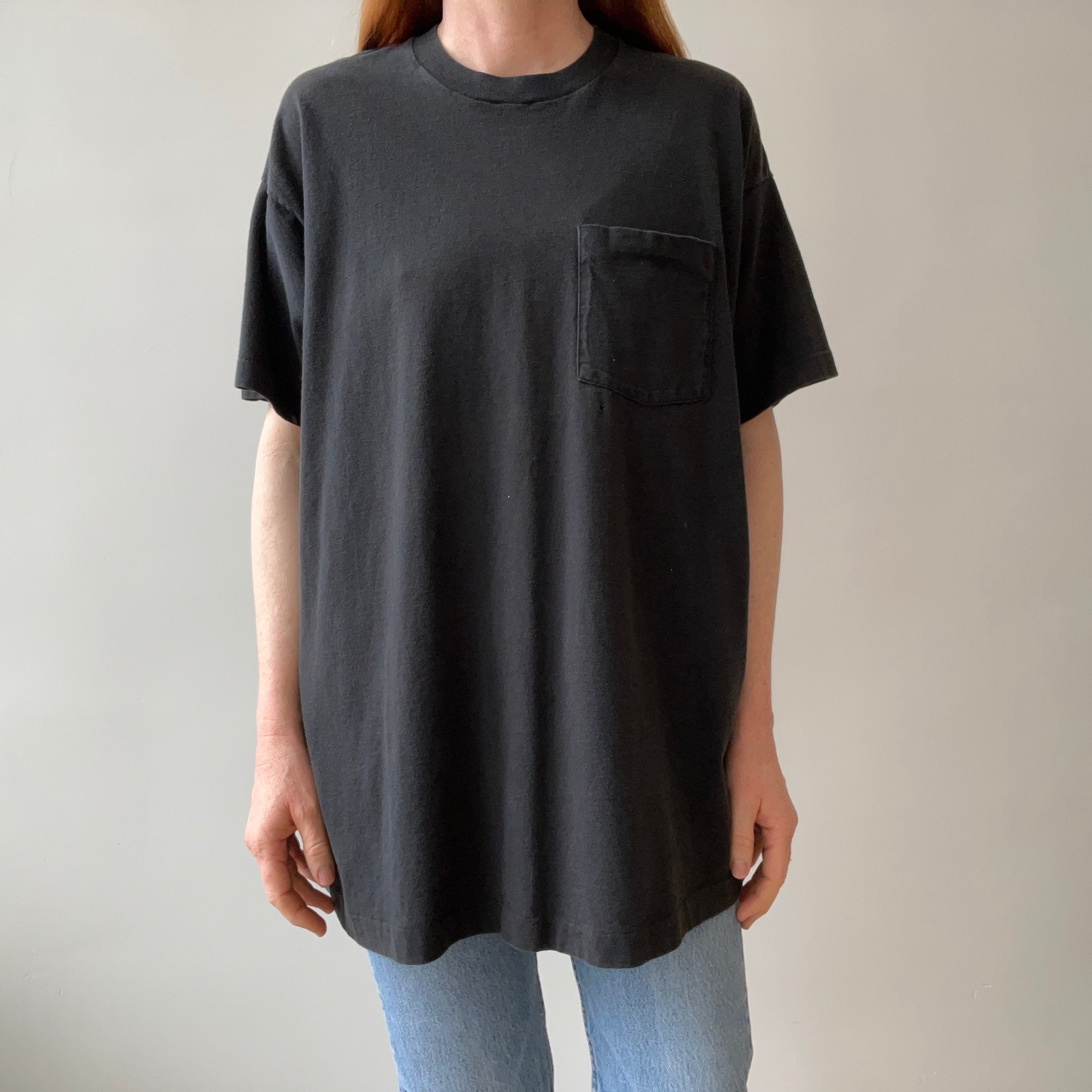 1990s Blank Black Pocket T-Shirt