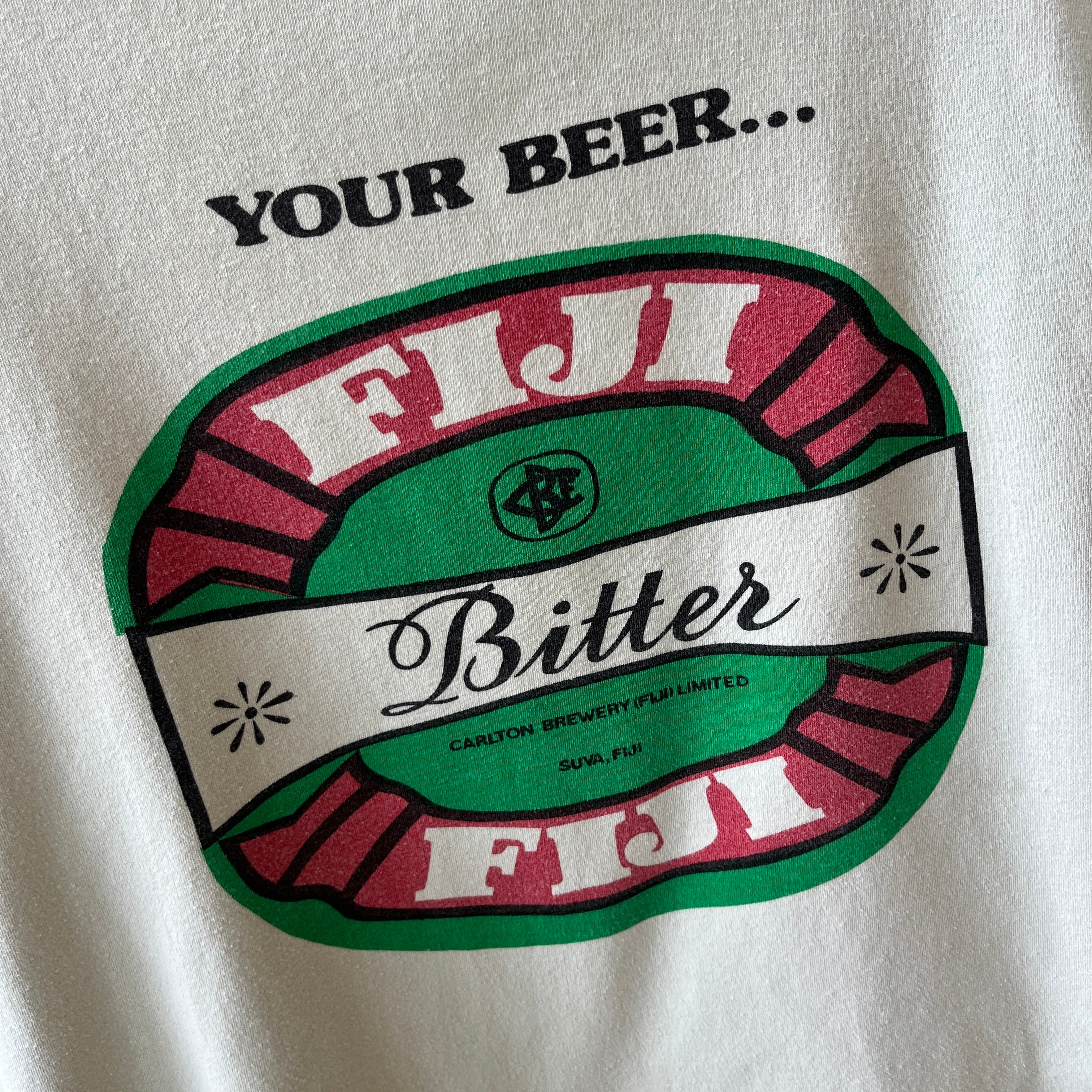 1970s Fiji Bitter Heavyweight Knit Ring Tee - THIS IS RAD