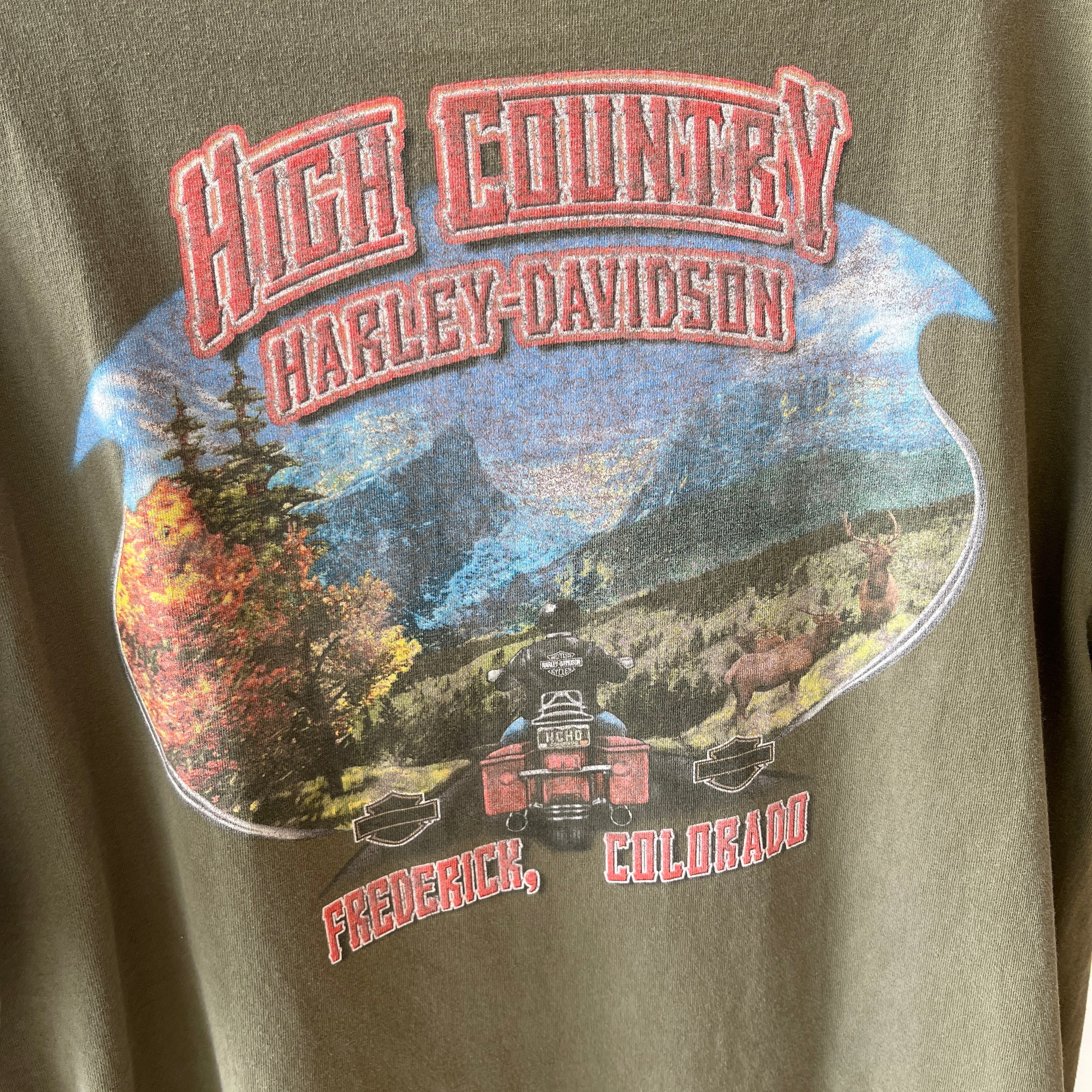2003 Harley Front and Back T-Shirt with a Cool Bleach Stain