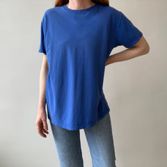 1990s Calvin Klein USA Blank Dodger Blue Cotton T-Shirt