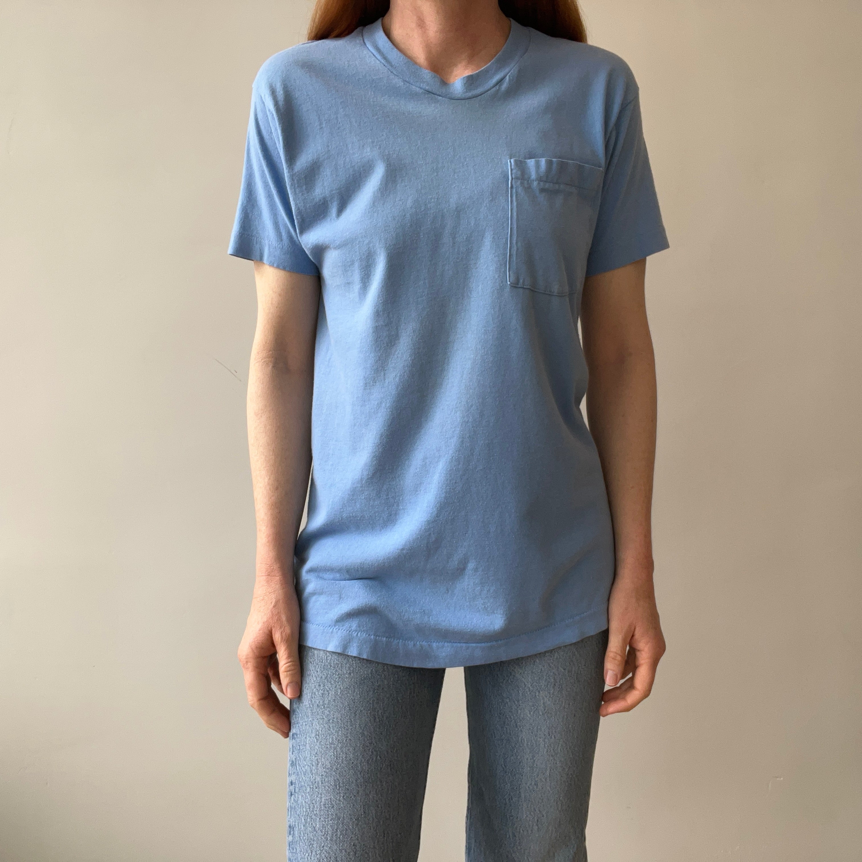 1980s FOTL Sky Blue Pocket T-Shirt