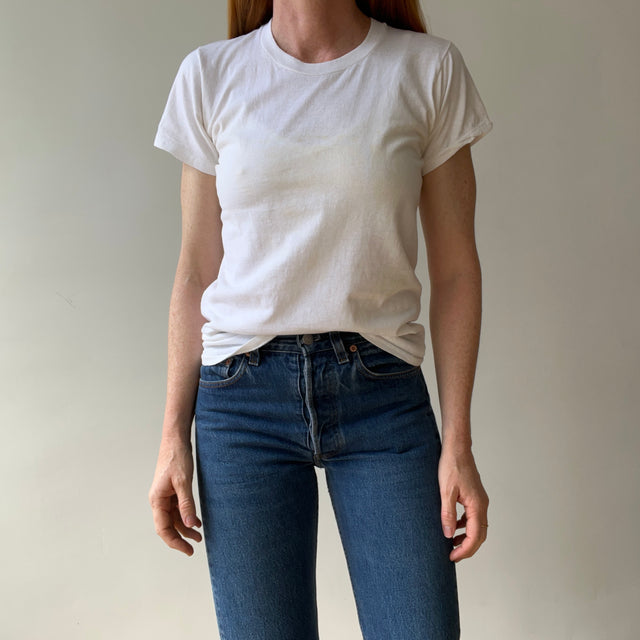 1970s Blank White T Shirt - DCQL alert!! Super Stained