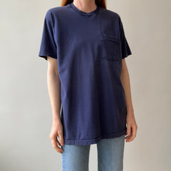 1990s Navy Pocket T-Shirt - Cotton