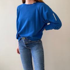1990s Blank Blue Repaired Sweatshirt
