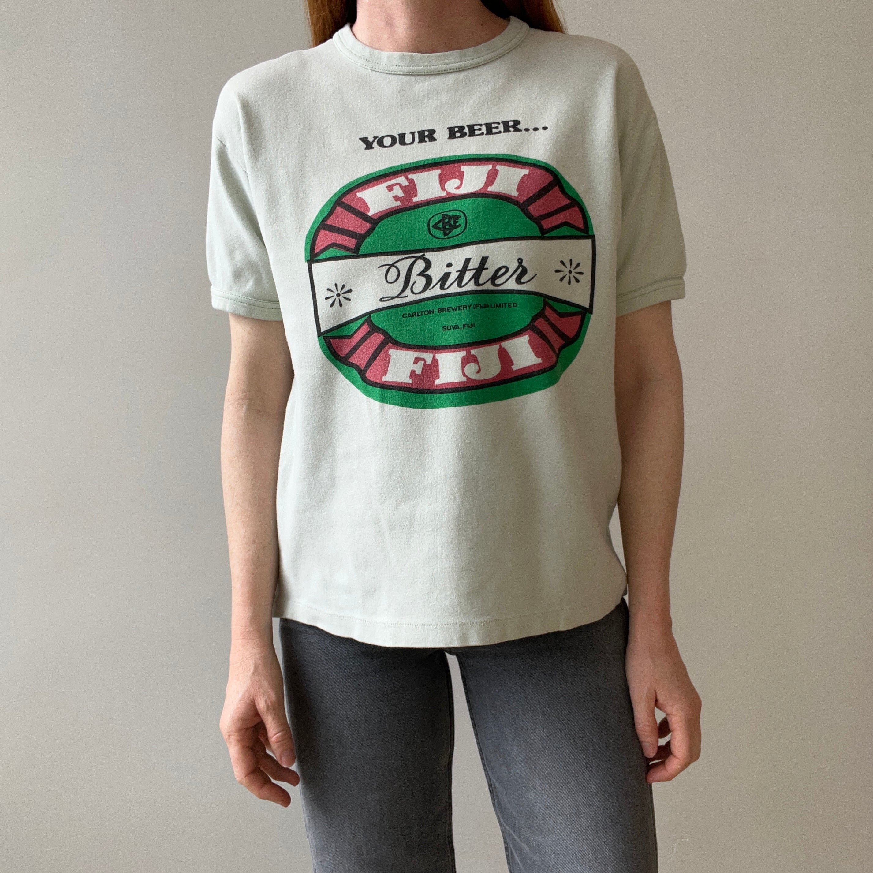 1970s Fiji Bitter Heavyweight Knit Ring Tee - THIS IS RAD